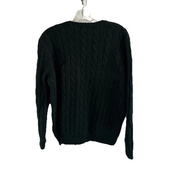 VGC Lauren Ralph Lauren VTG Forest green Lambs wool Cable Knit LRL sweater Sz XL - Picture 5 of 7